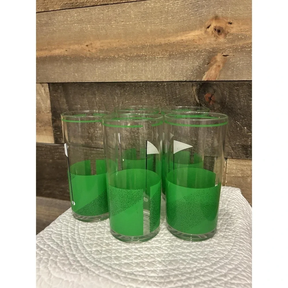 Vintage‎ STOTTER (5) Plastic Drinking Glasses Golf Course Design Dishwasher Safe
